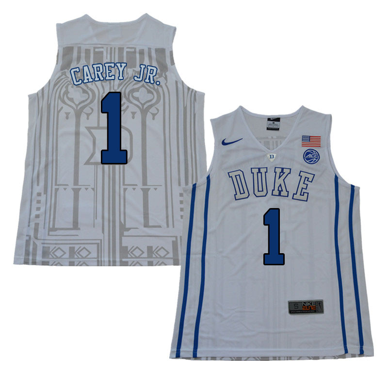 Men #1 Vernon Carey Jr. Duke Blue Devils College Basketball Jerseys Sale-White